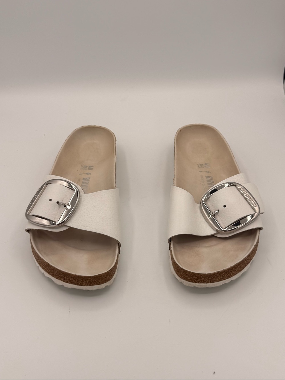 Birkenstock Madrid Big Buckle Sandals in White Leather | SLIGHTLY USED - Picture 5 of 9
